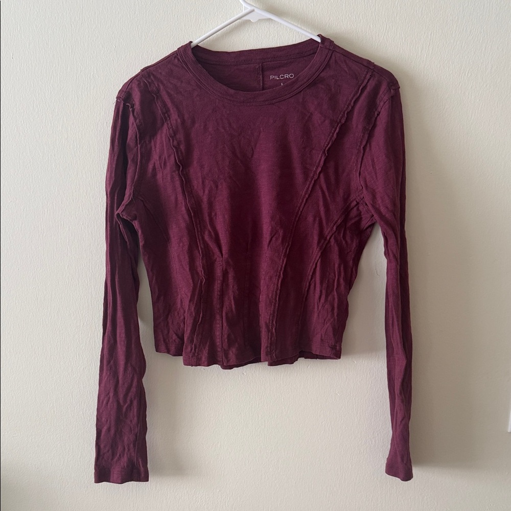 Pilcro Deep Red Long Sleeve Top